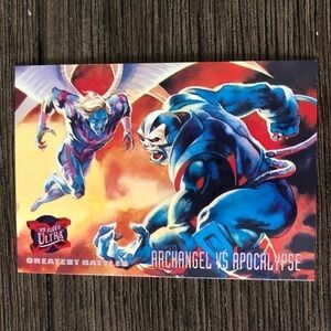 X-Men ’95 Fleer Ultra trading card: Greatest Battles: Archangel vs. Apocalypse